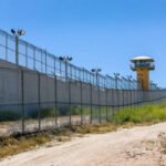 El Hongo, Baja California, Mexico, April 30 - A view of the enclosure wall and guard towers of the El Hongo II maximum security penitentiary in the state of Baja California, northern Mexico, near the city of Tecate and the border with the United States.