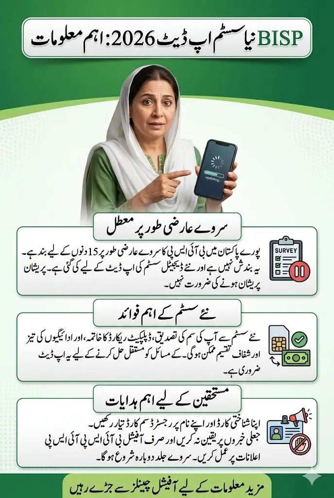 BISP New System Update Begins Survey Temporarily Suspended Across Pakistan